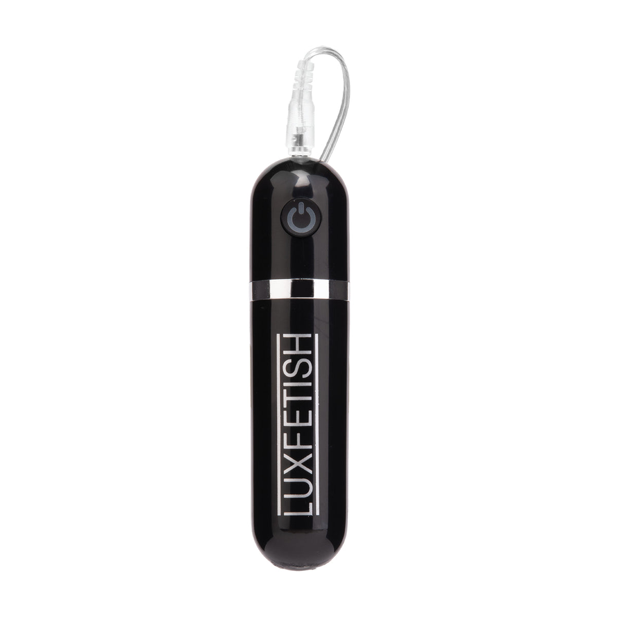 Black remote control with 'LUXEFETISH' branding on a white background