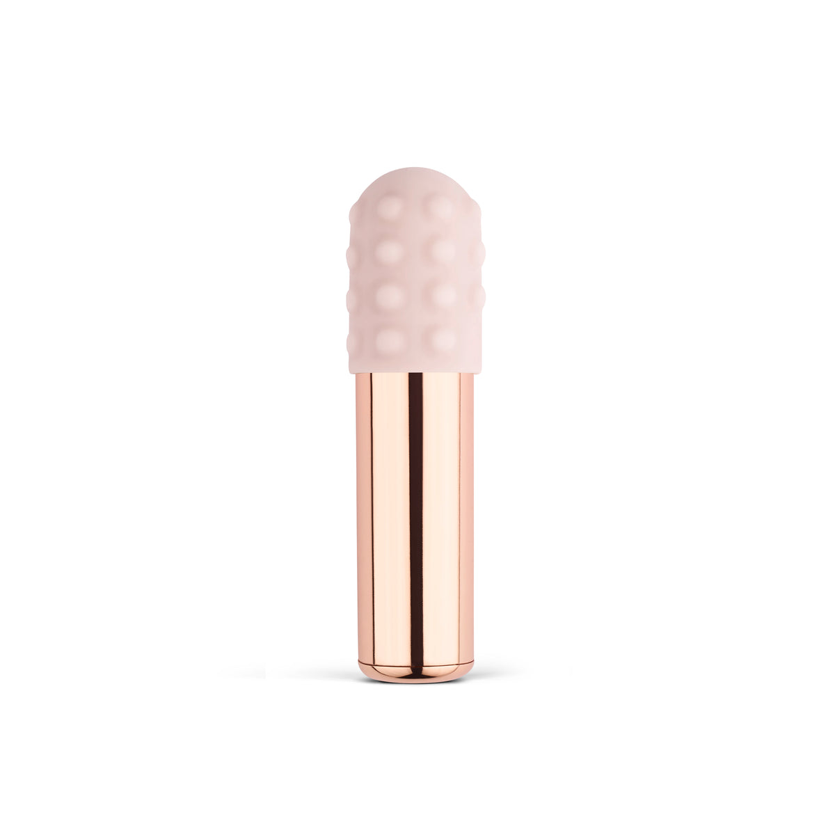 Rose Gold Le Wand Bullet metal vibrator standing upright 