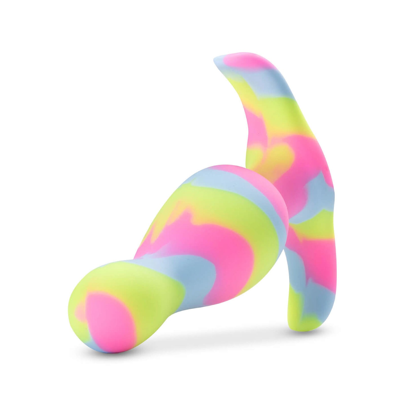Avant Kaleido lime green and pink swirl platinum-cured silicone anal plug with tapered tip and AnchorTech flared base