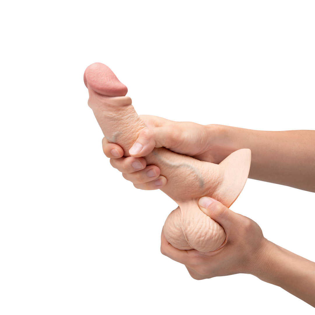 slipskin realistic silicone dildo 8" curvy cream
