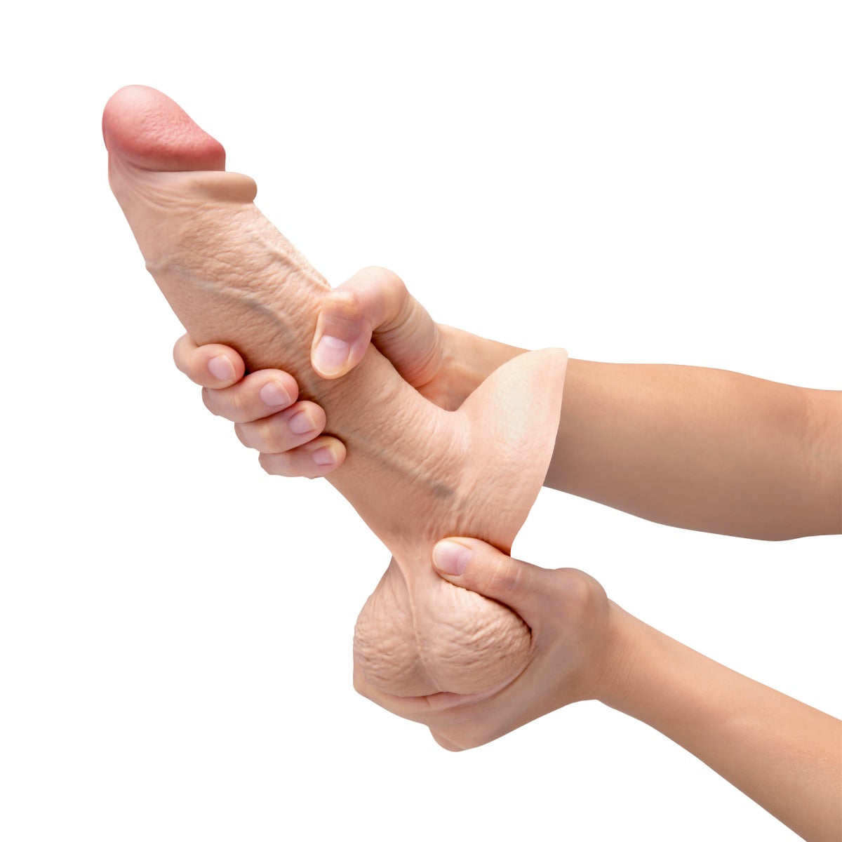 slipskin realistic silicone dildo 8" girthy cream
