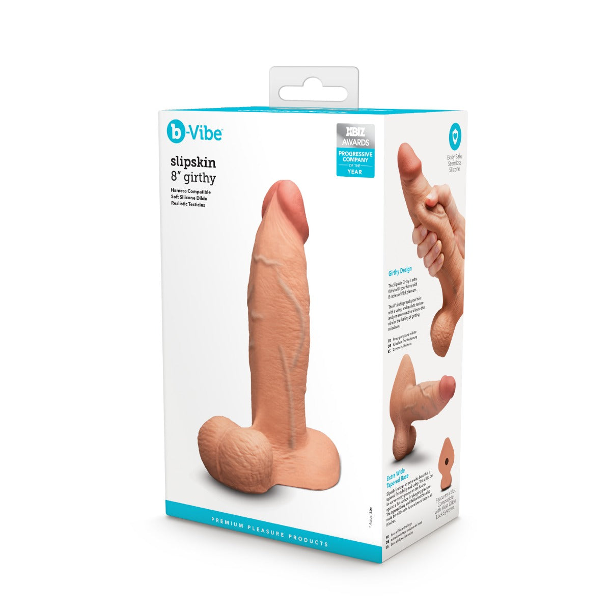 slipskin realistic silicone dildo 8" girthy mocha

