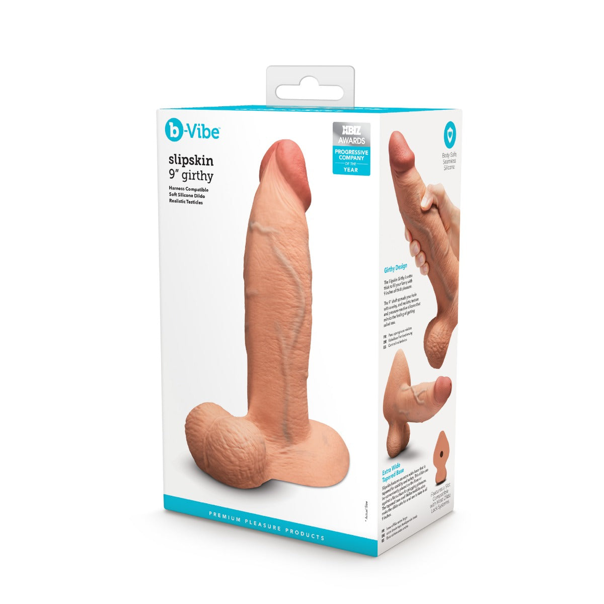 slipskin realistic silicone dildo 9" girthy mocha
