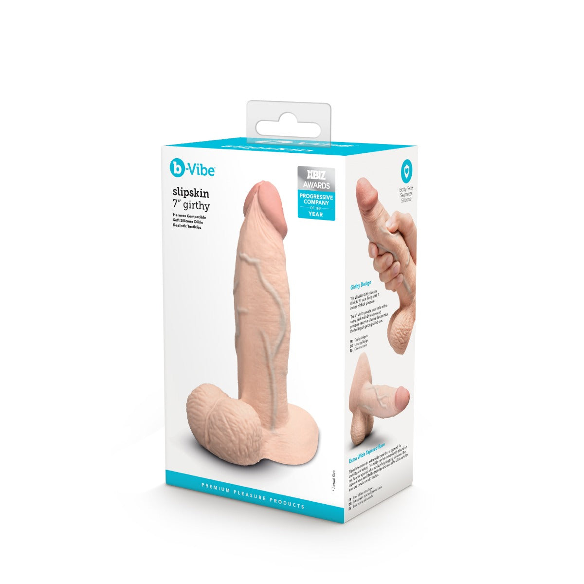 slipskin realistic silicone dildo 7" girthy cream
