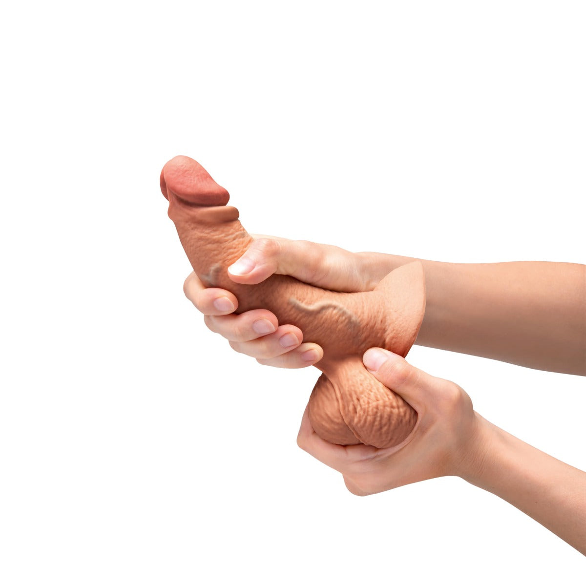 slipskin realistic silicone dildo 6.5" curvy mocha

