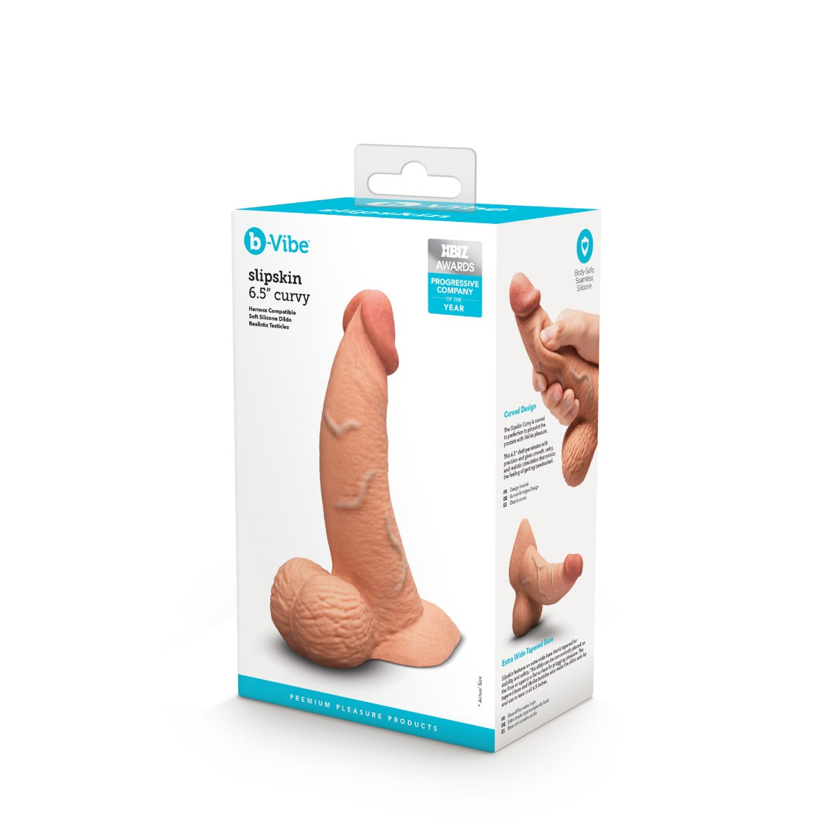 slipskin realistic silicone dildo 6.5" curvy mocha
