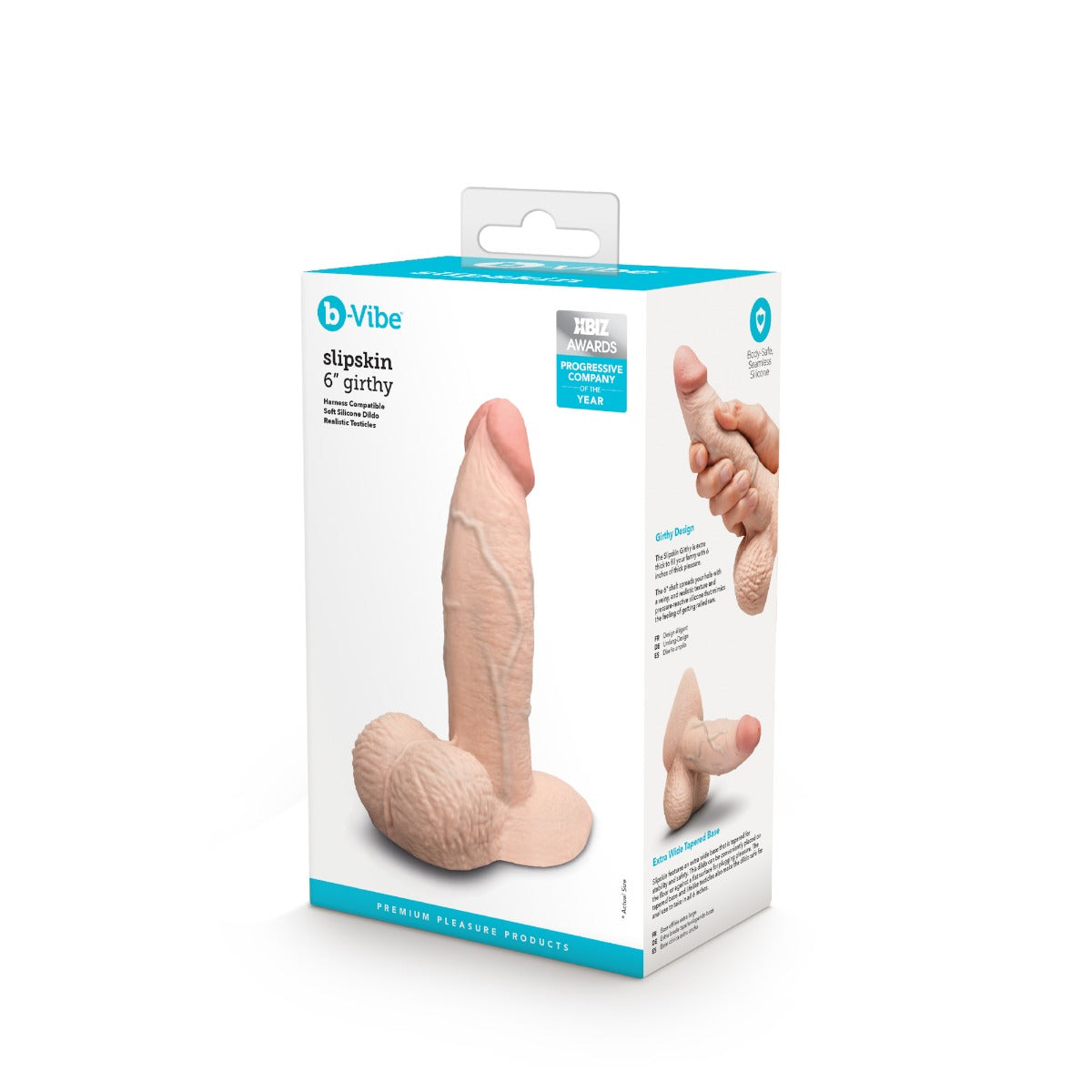 slipskin realistic silicone dildo 6" girthy cream
