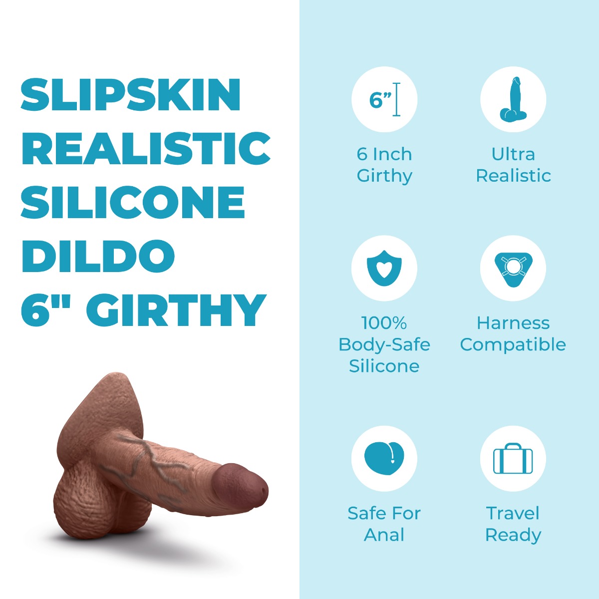 Slipskin Realistic Silicone Dildo - Girthy