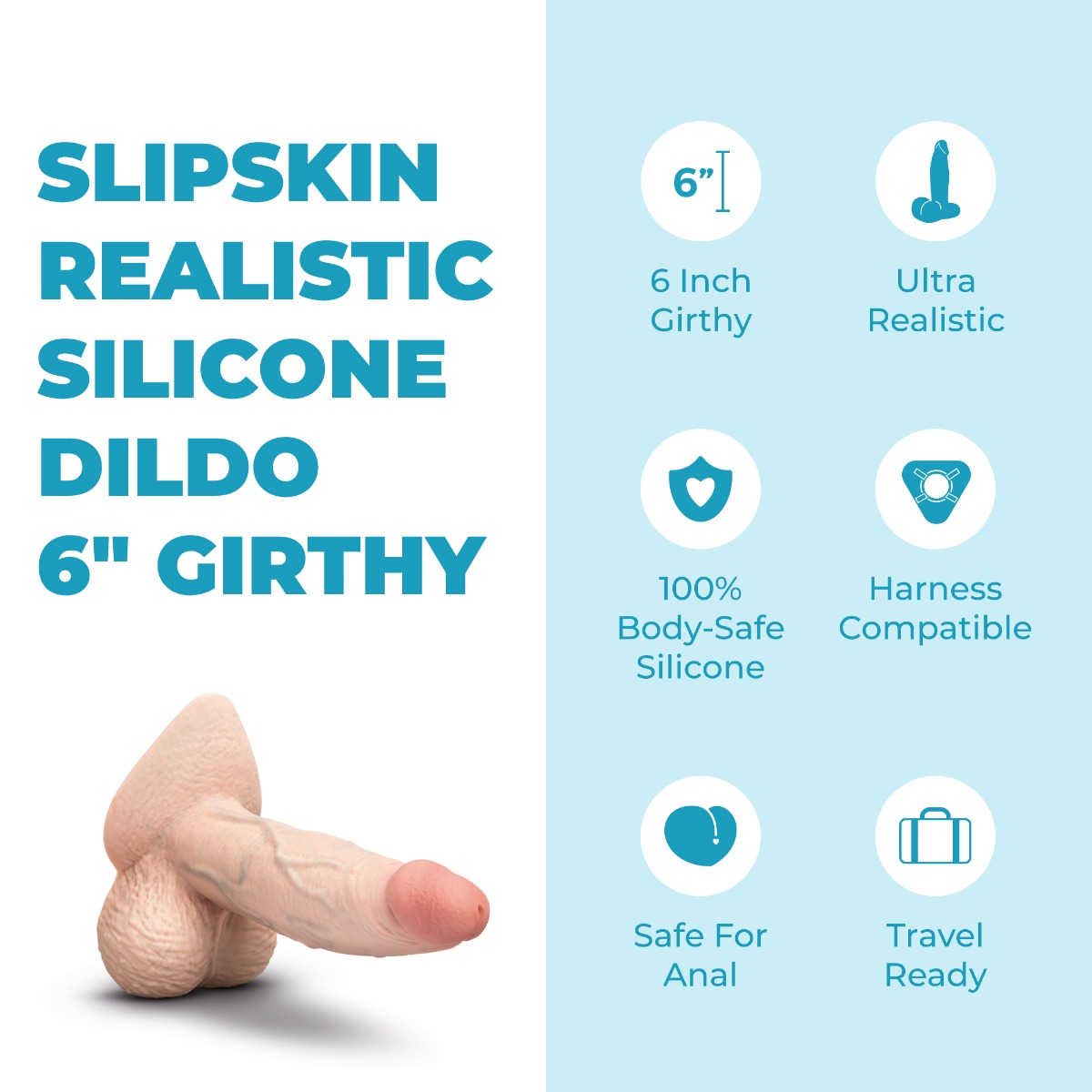 Slipskin Realistic Silicone Dildo - Girthy