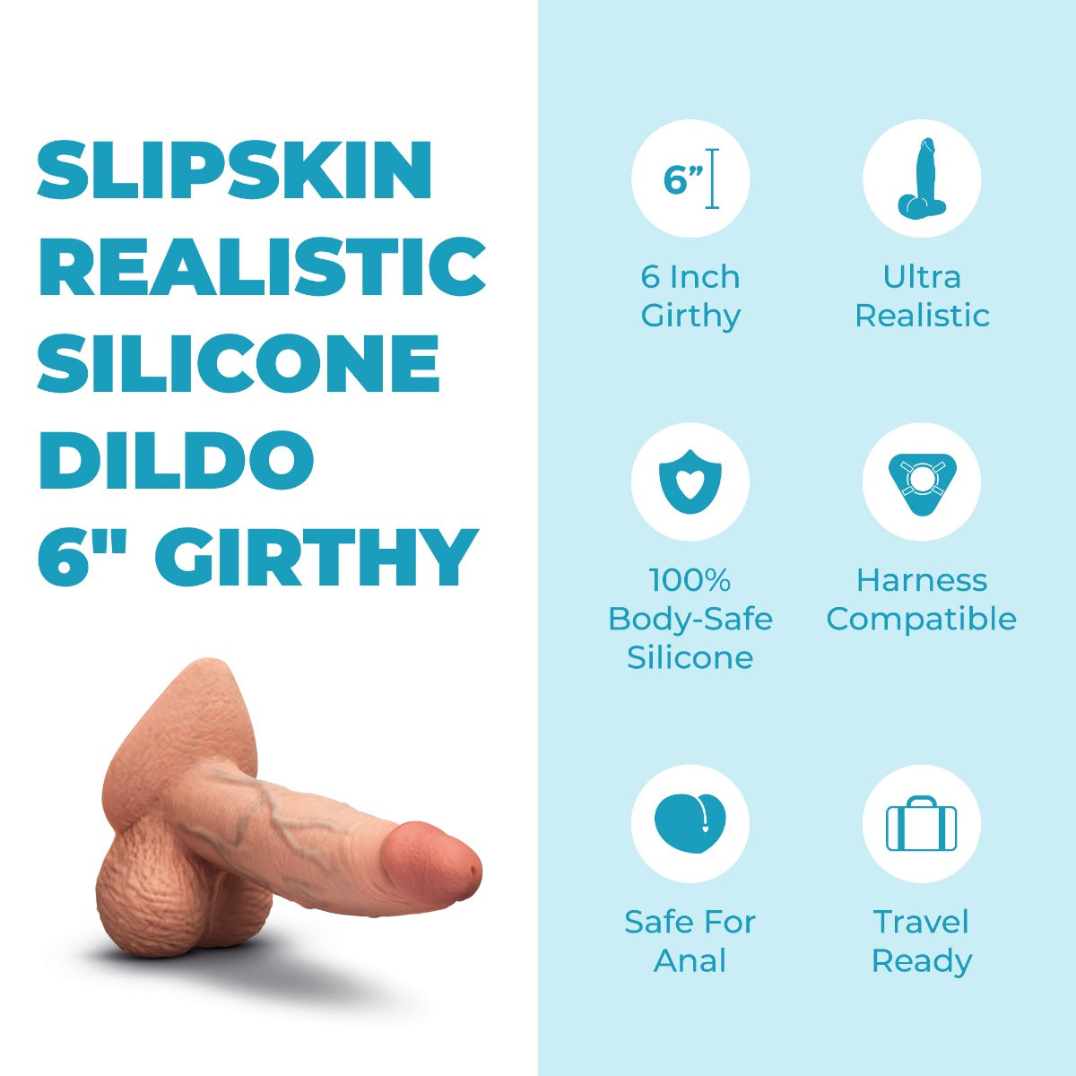 Slipskin Realistic Silicone Dildo - Girthy