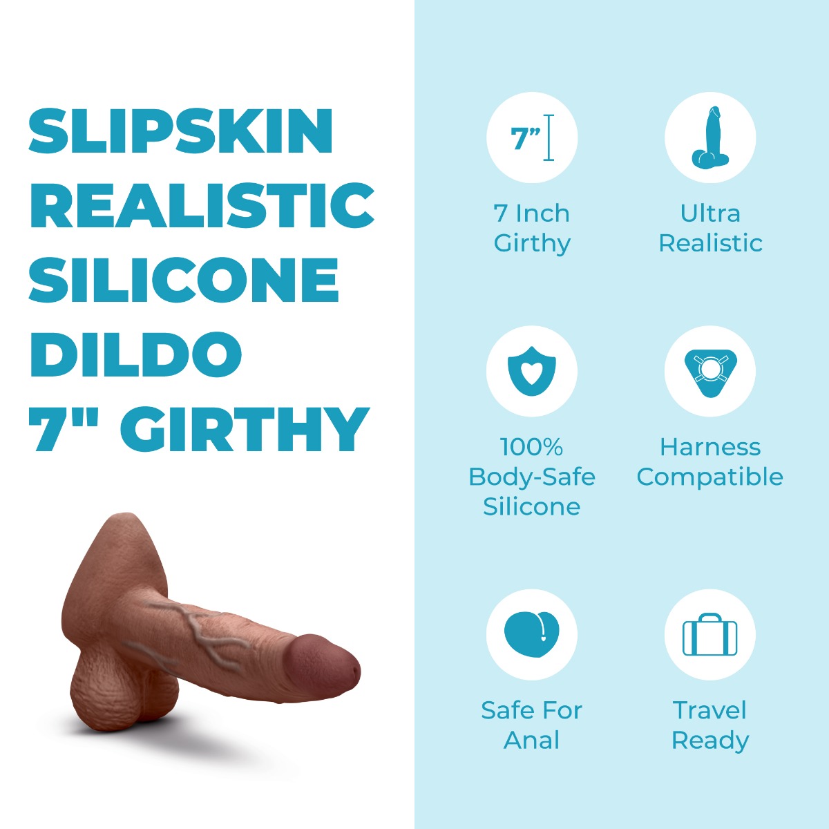 Slipskin Realistic Silicone Dildo - Girthy