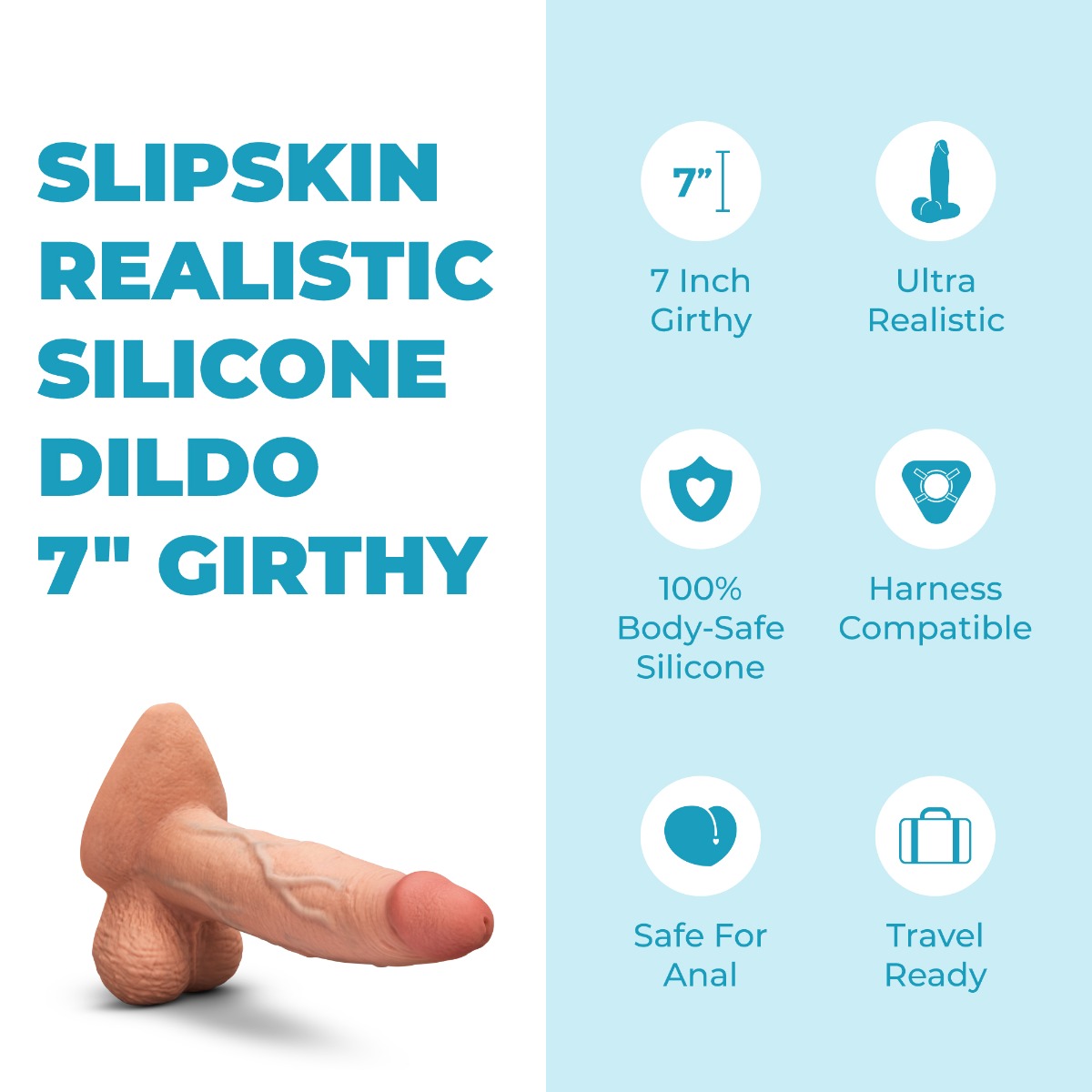Slipskin Realistic Silicone Dildo - Girthy