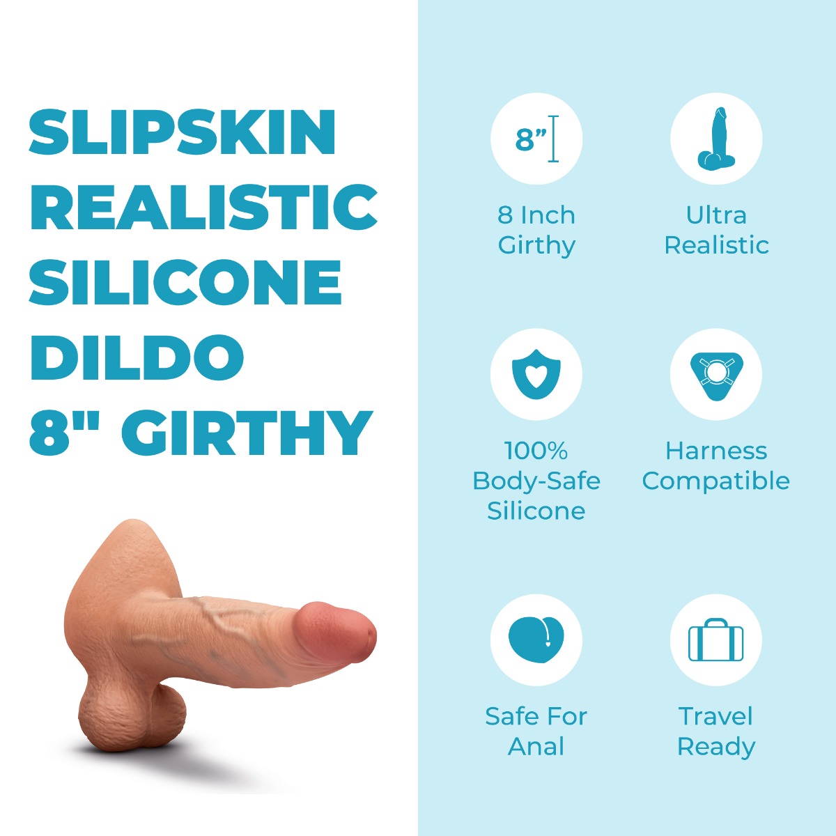 Slipskin Realistic Silicone Dildo - Girthy