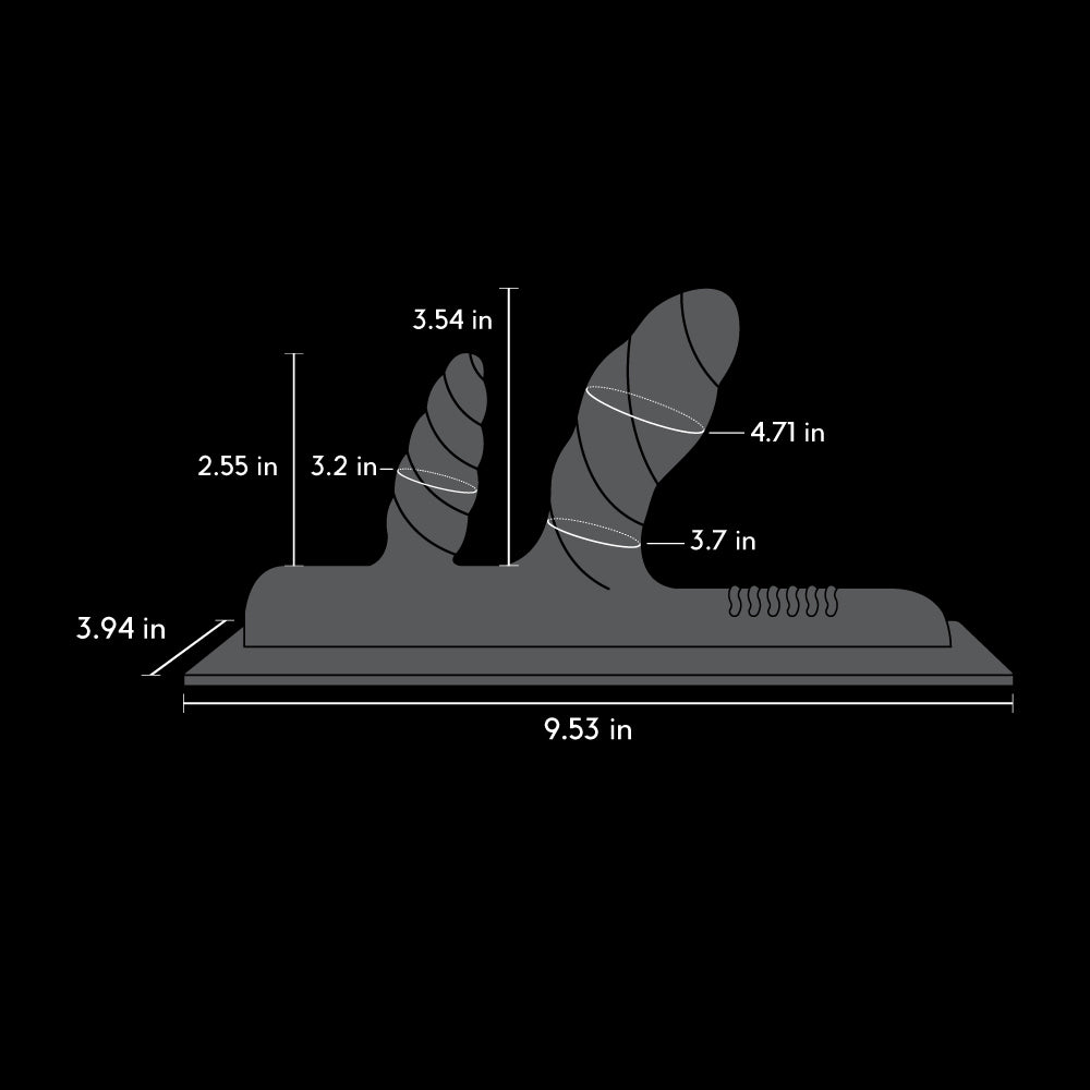Specifications of the The Two-Nicorn Textured Double Penetration Attachment
