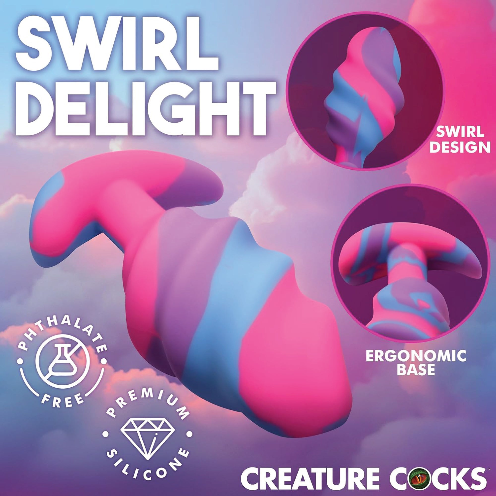 Creature Cocks Unicorn Swirl Large Silicone Butt Plug | The Cowgirl