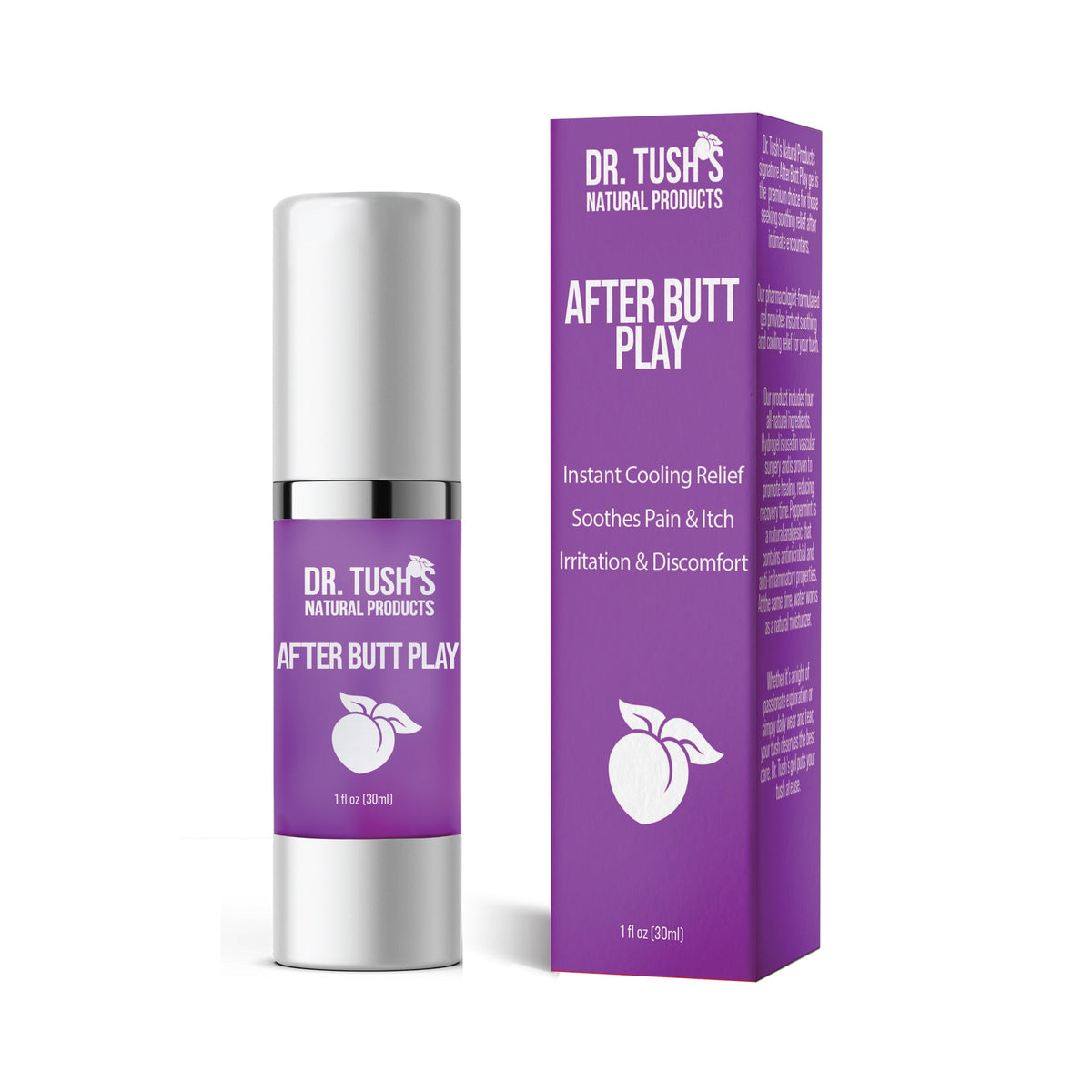 Dr. Tush's After Butt Play product with packaging on a white background