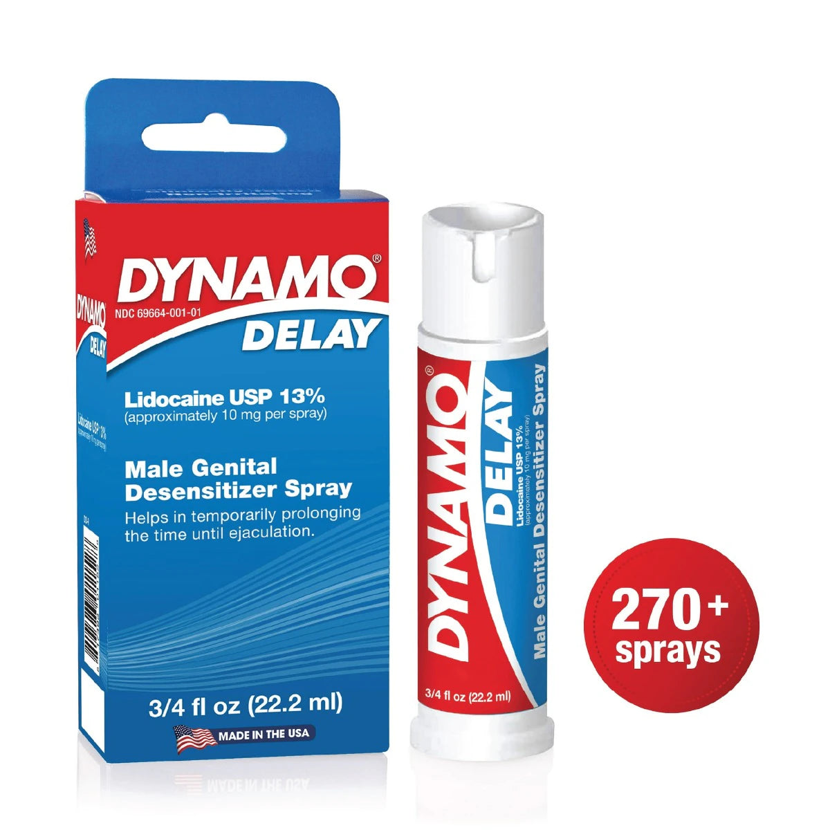 Dynamo Delay spray bottle on a white background