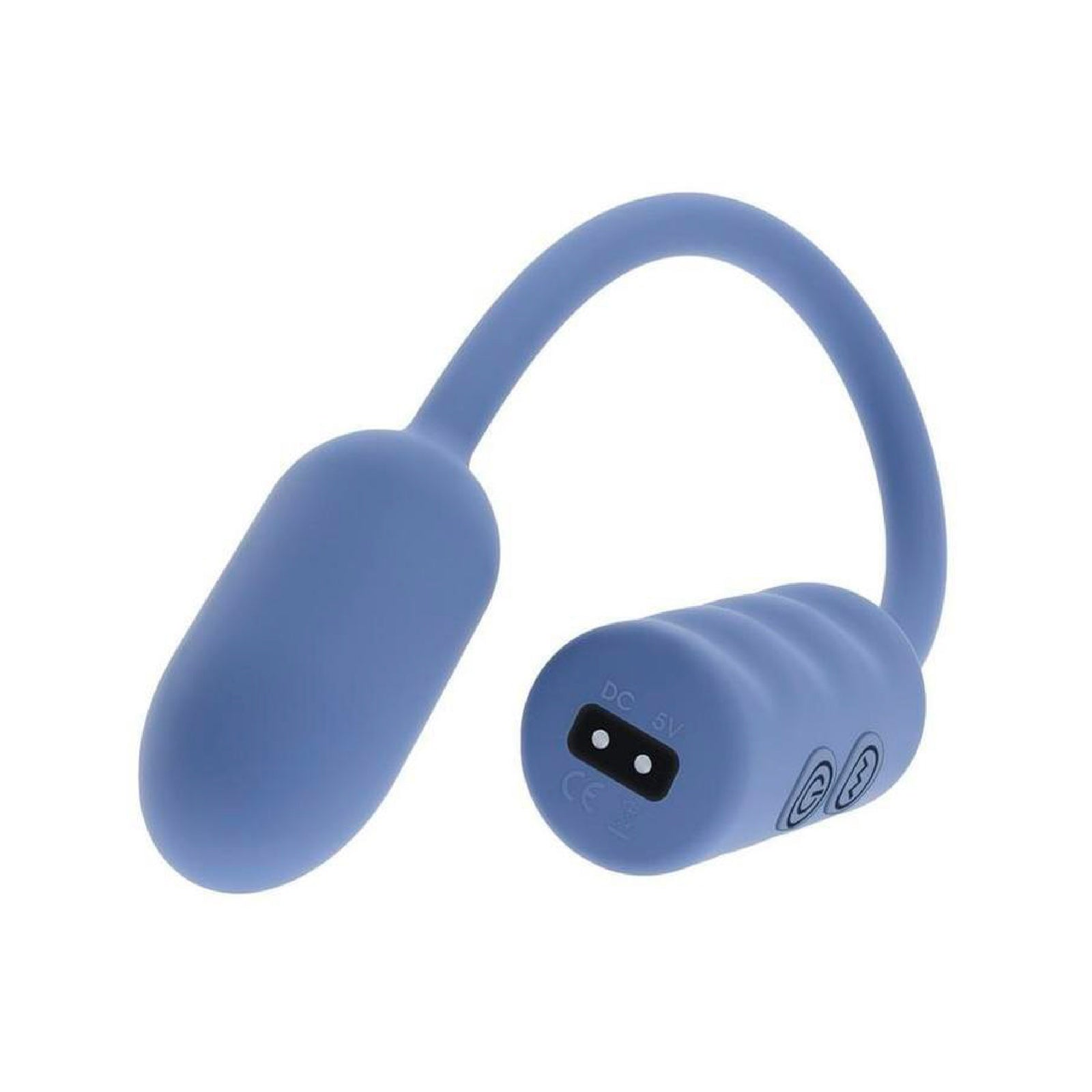 Hero view of the blue Gender X Egg-Streme Vibrator highlighting the chunky egg profile and bendable stem.
