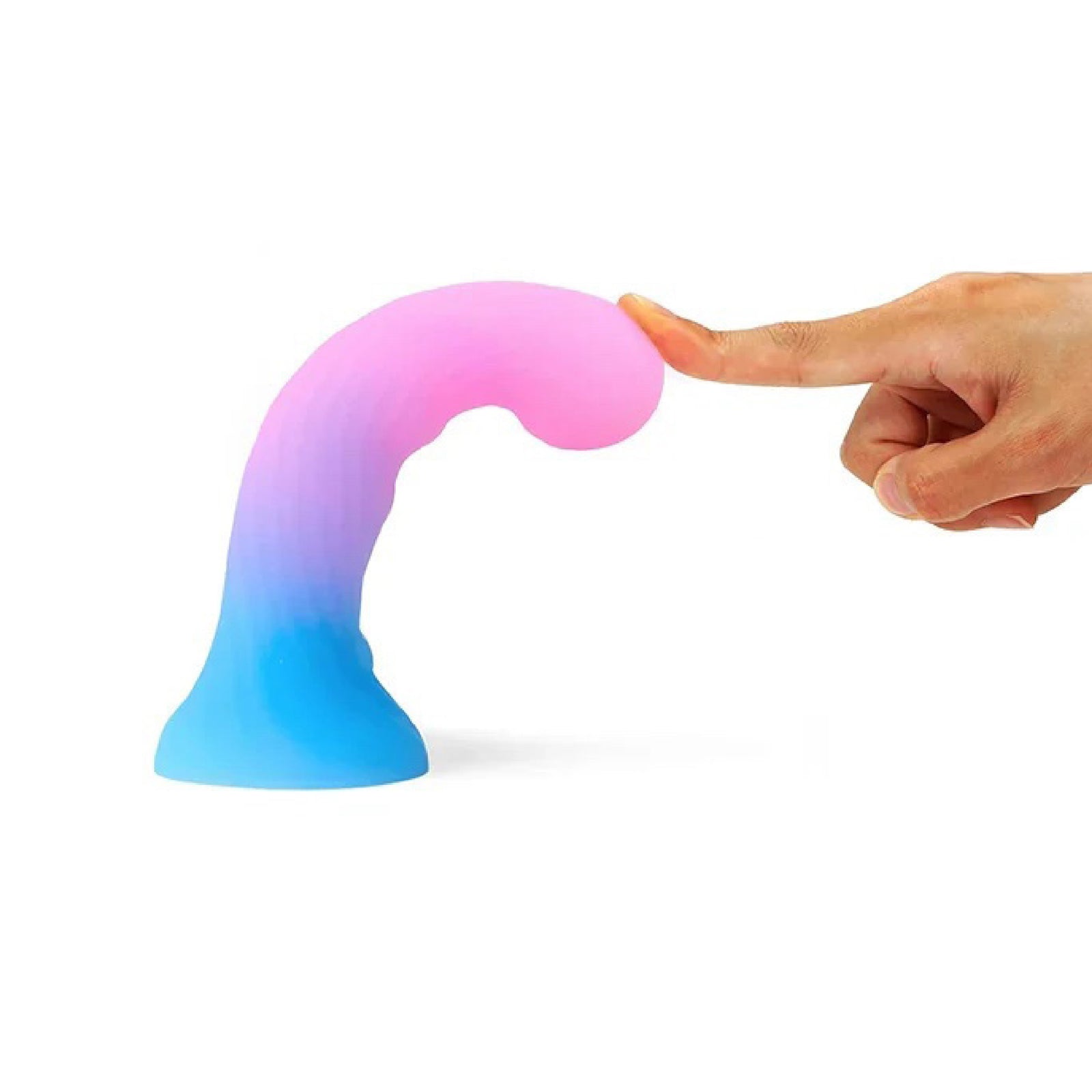 Love to Love Dildo LED Candy Loop standing upright on its blue suction cup base