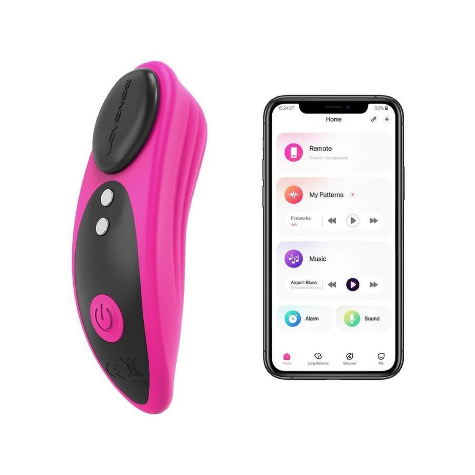 Lovense Ferri pink silicone app-controlled panty vibrator with magnetic holding cap