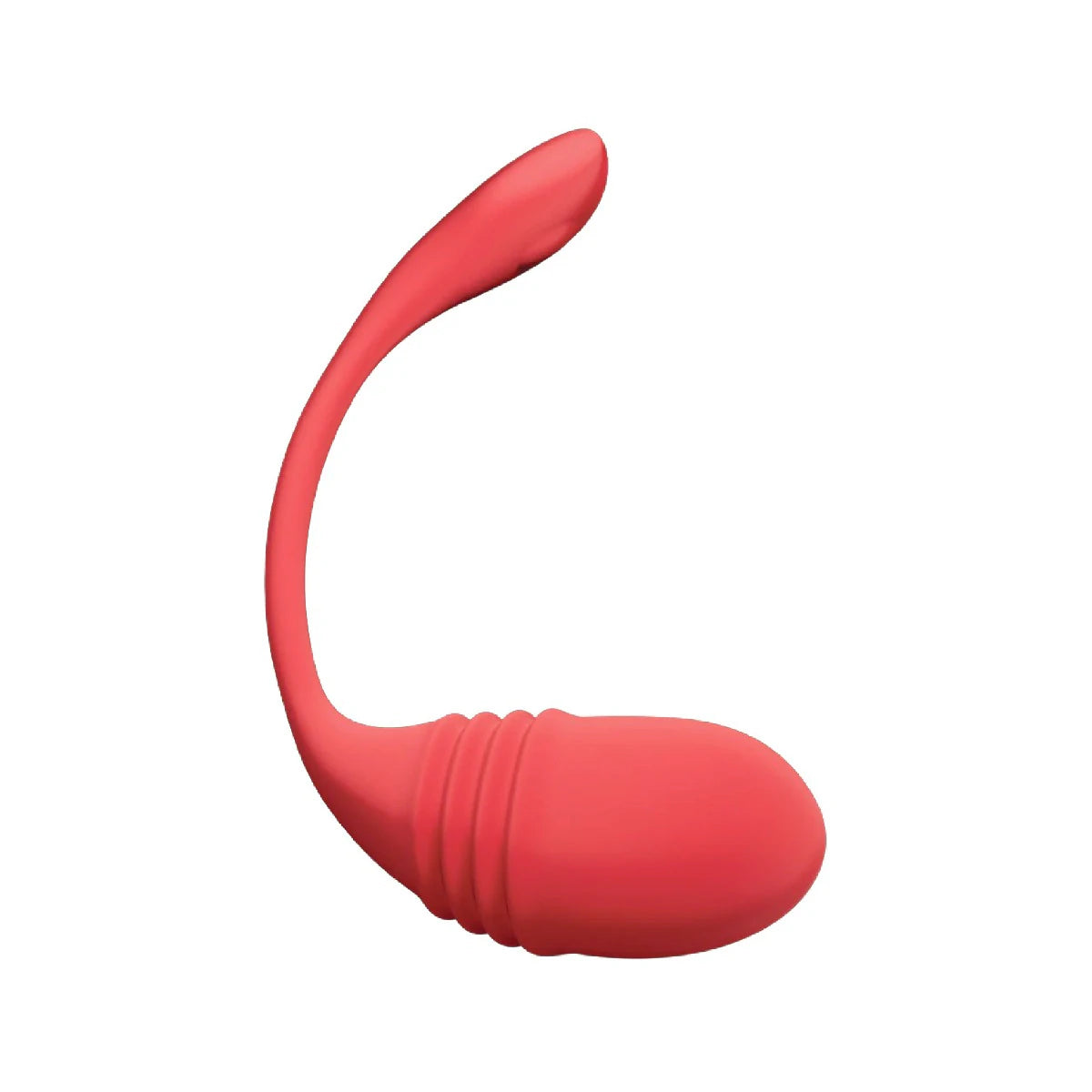 Pink silicone Lovense Vulse Rechargeable Silicone Thrusting Egg Vibrator
with smartphone on a white background