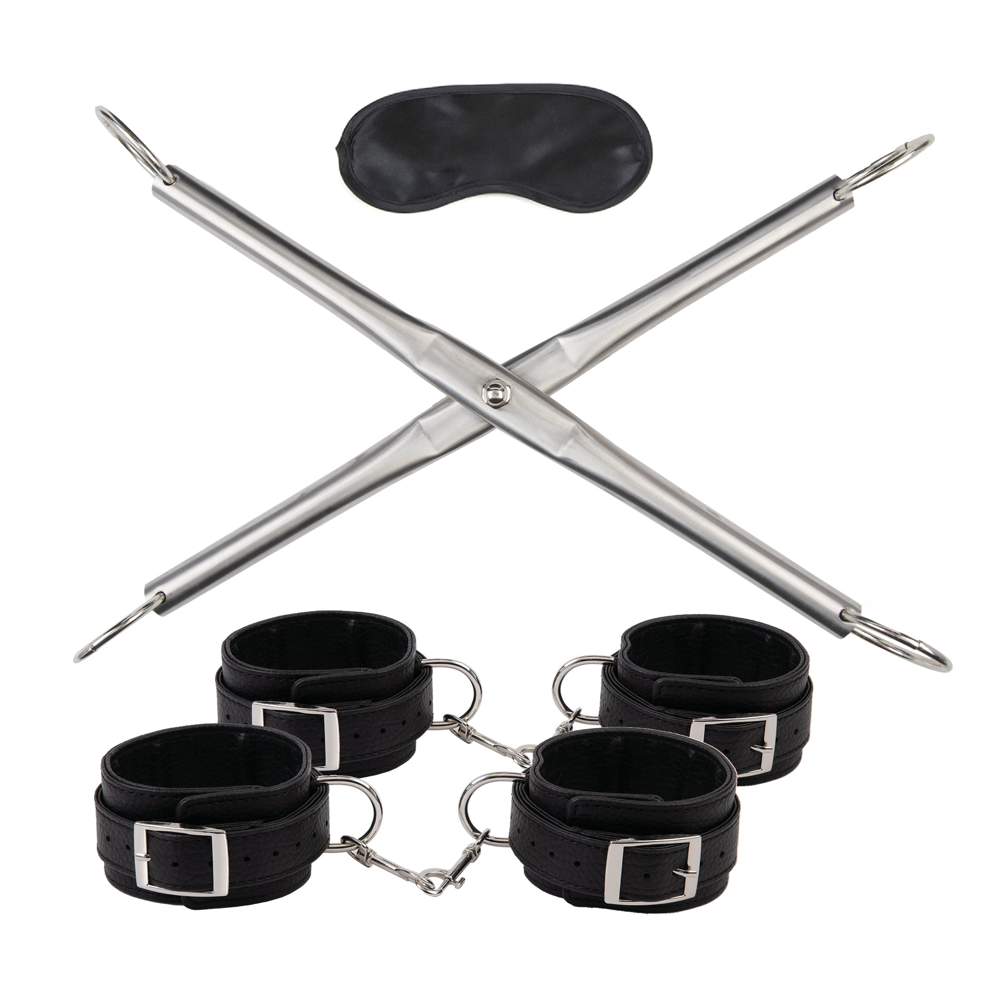 Hog-Tie Spreader Bar Stainless Steel & Faux Leather | Ride The Cowgirl Hog-Tie Spreader Bar Stainless Steel & Faux Leather | Ride The Cowgirl