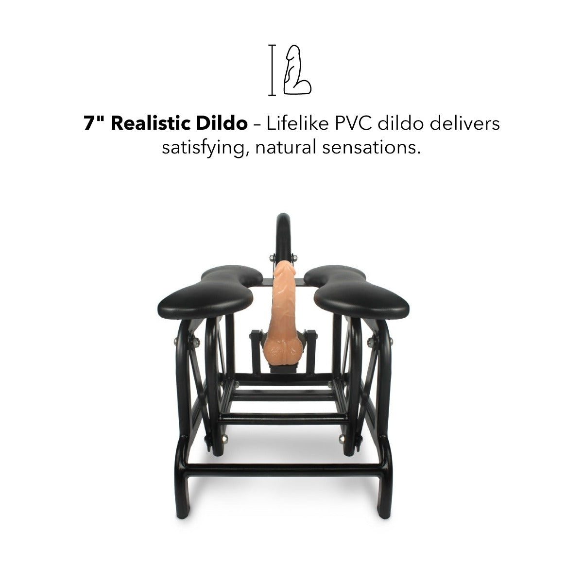 7-inch realistic dildo with lifelike PVC material in a black dildo machine on a white background.