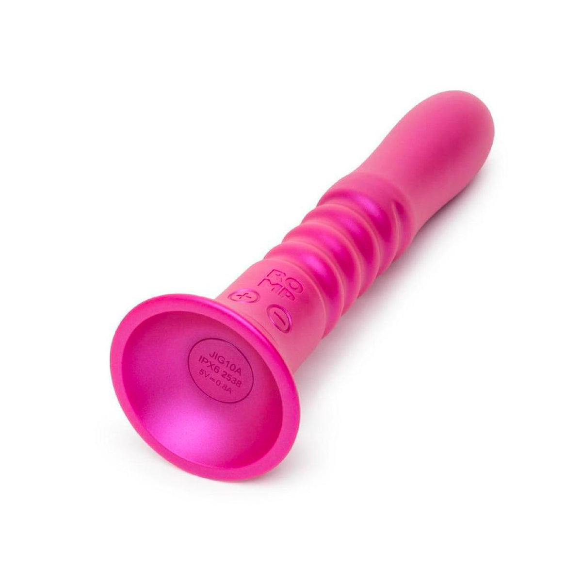 ROMP Jiggle Rechargeable Silicone Thrusting Vibrating Dildo with Suction Cup