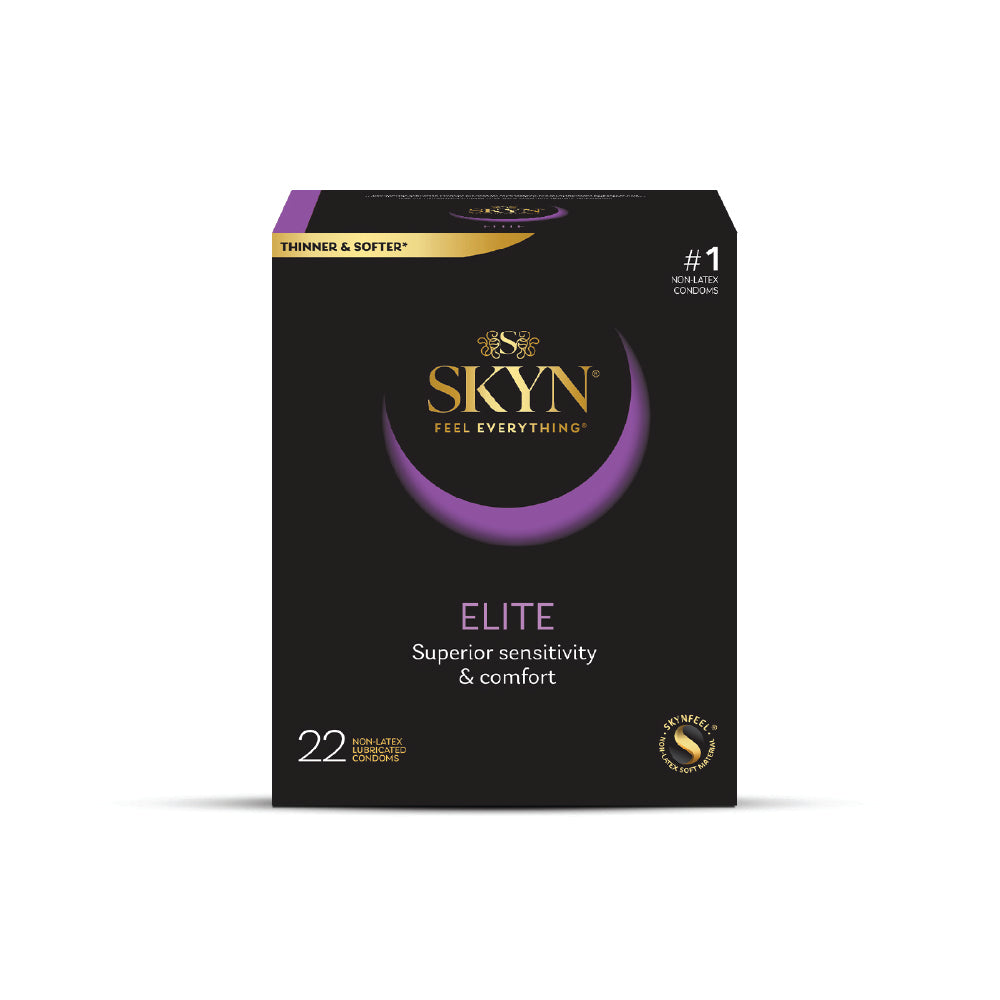 SKYN Elite condoms packaging on a white background