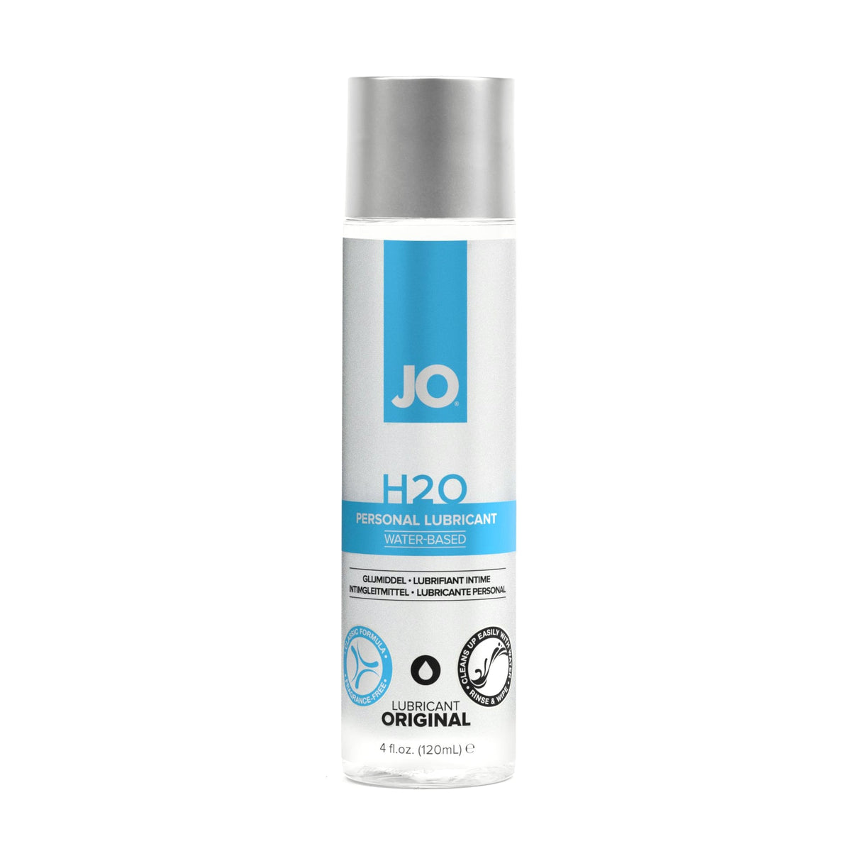 JO H2O personal lubricant bottle on a white background