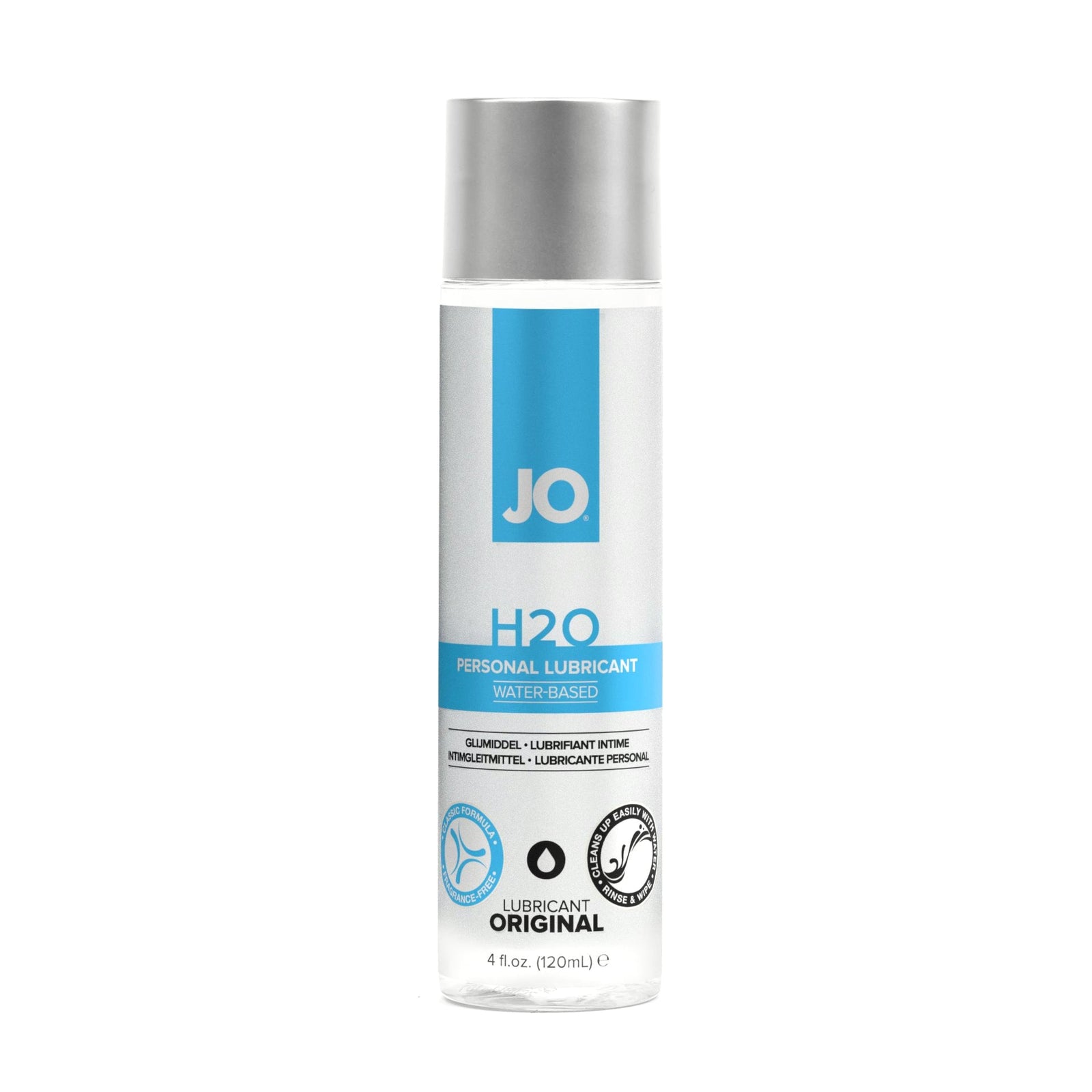 JO H2O personal lubricant bottle on a white background