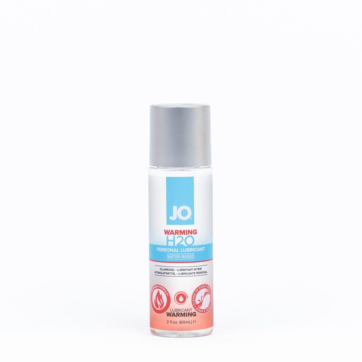 JO Warming H2O Lubricant can on a white background