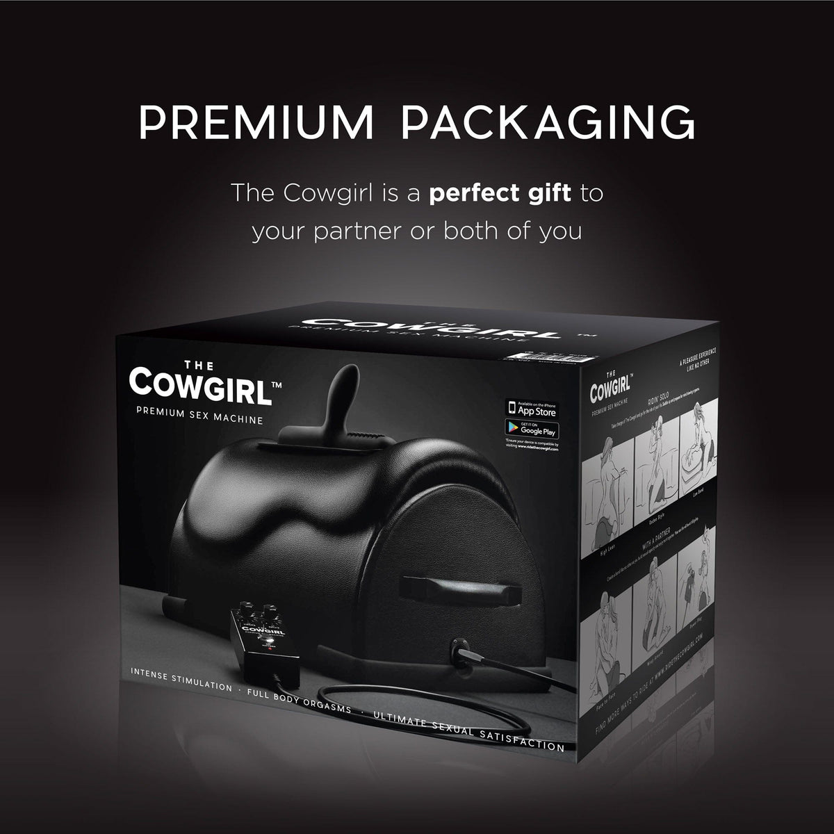 The cowgirl riding sex machine packaging