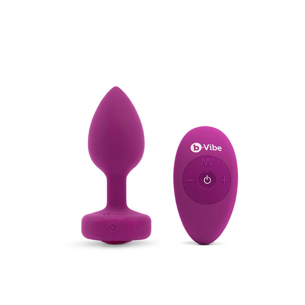 b-Vibe Vibrating Jewel Plug with wireless remote control - S/M Pink Ruby - The Cowgirl