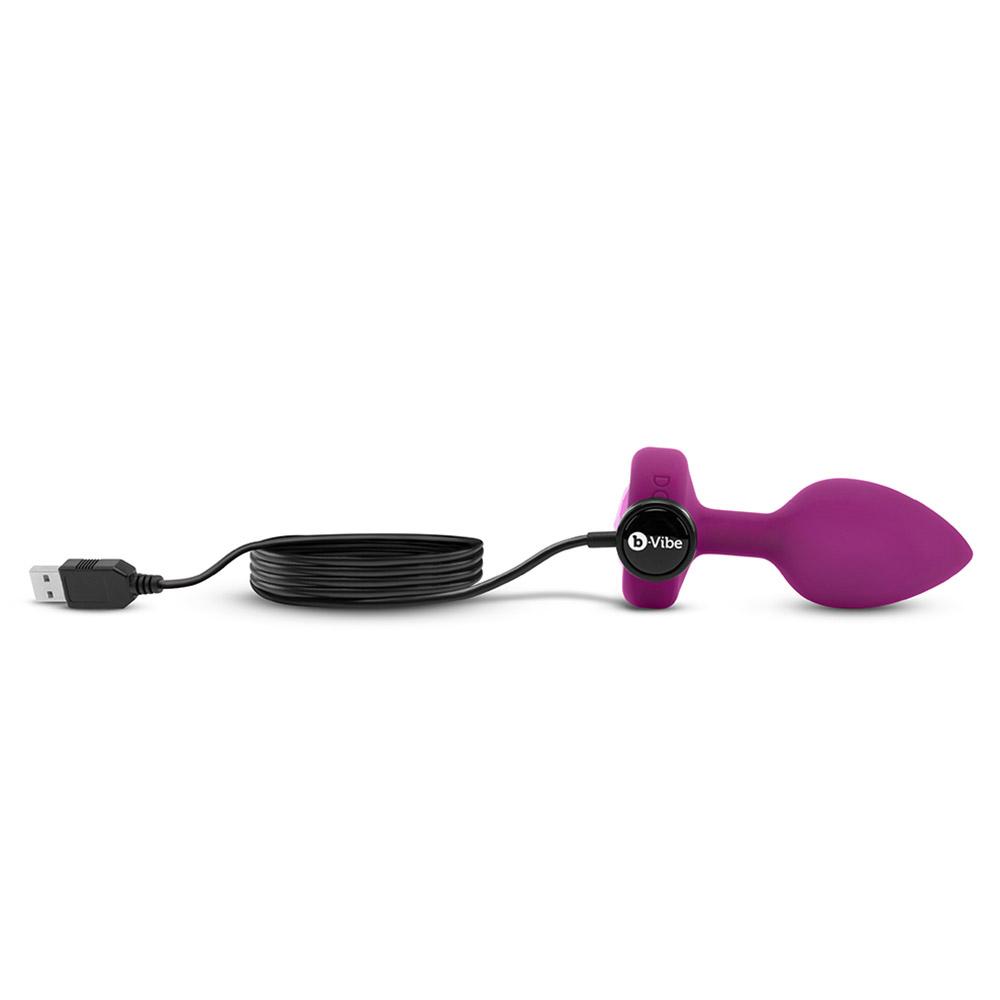 b-Vibe Vibrating Jewel Plug with magnetic charging cable - S/M Pink Ruby - The Cowgirl